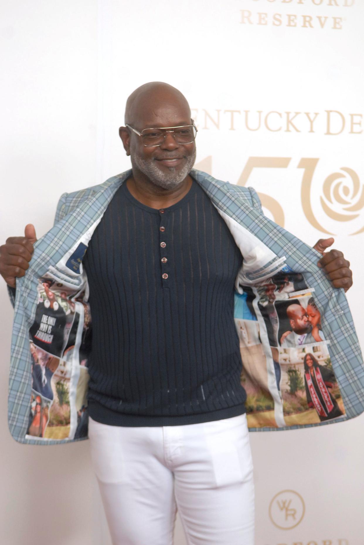 Former NFL football player Emmitt Smith poses on the 150th Kentucky Derby red carpet Saturday. May 04, 2024