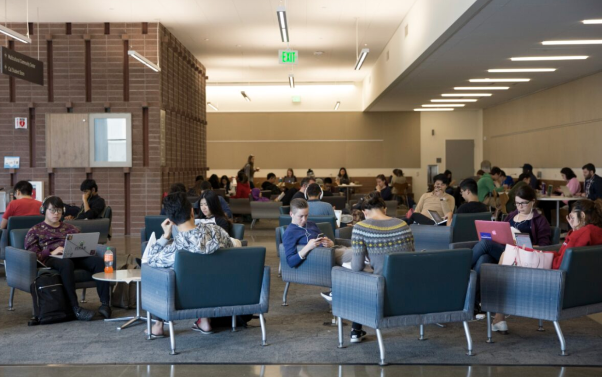 UC Berkeley students on campus in the Martin Luther King, Jr. Student Union.