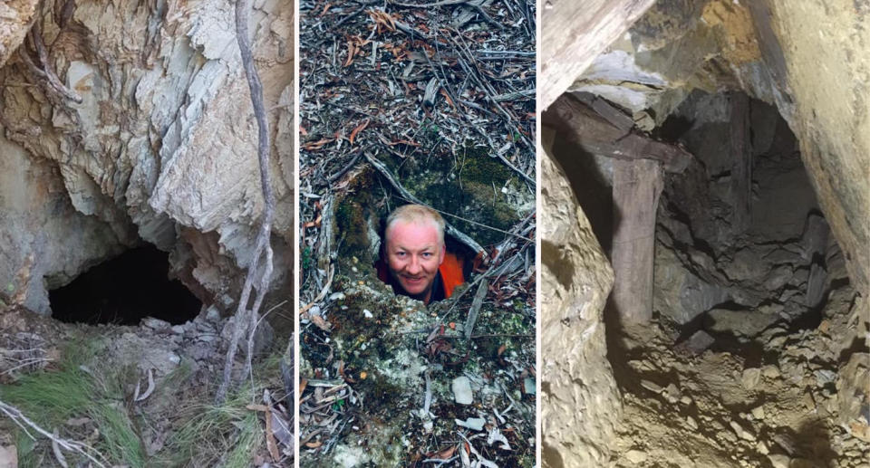 Mine shaft explorer Raymond Shaw deep in mine shafts in Ballarat, Victoria as he look for clues to aid the Samantha Murphy investigation.. 