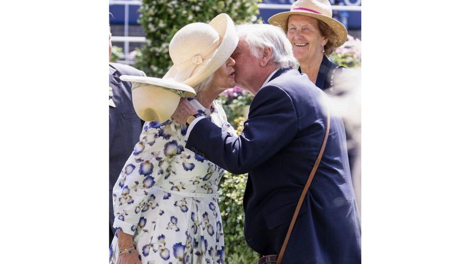 Andrew greeted the Queen with a kiss on the cheek at Ascot on Saturday