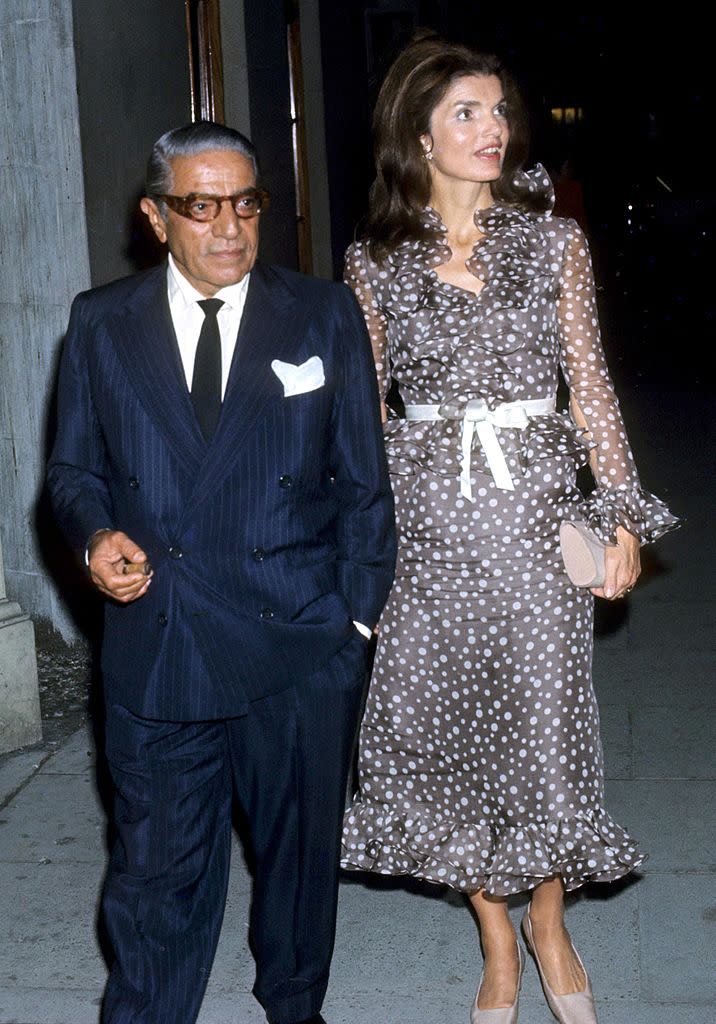 Jackie Onassis and her husband Aristotle Onassis during the Jackie Onassis Observation - September 10, 1970, at Claridges Hotel in London, United Kingdom. (Photo: Tom Wargacki/WireImage)