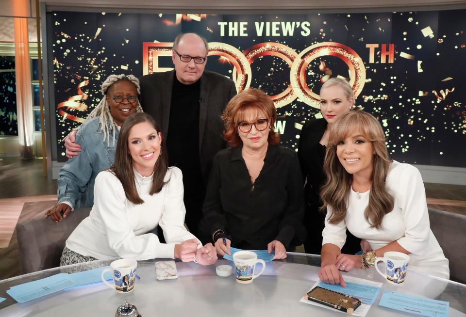 Bill Geddie, who helped create "The View," returned for its 5,000th episode on Nov. 7, 2019. Pictured, from left, are Whoopi Goldberg, Abby Huntsman, Joy Behar, Meghan McCain and Sunny Hostin.