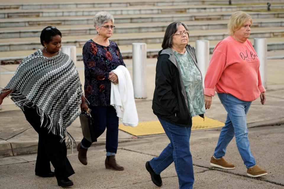 Wanda Farris, the mother of slain teenager Leesa Gray, second from right (AP)