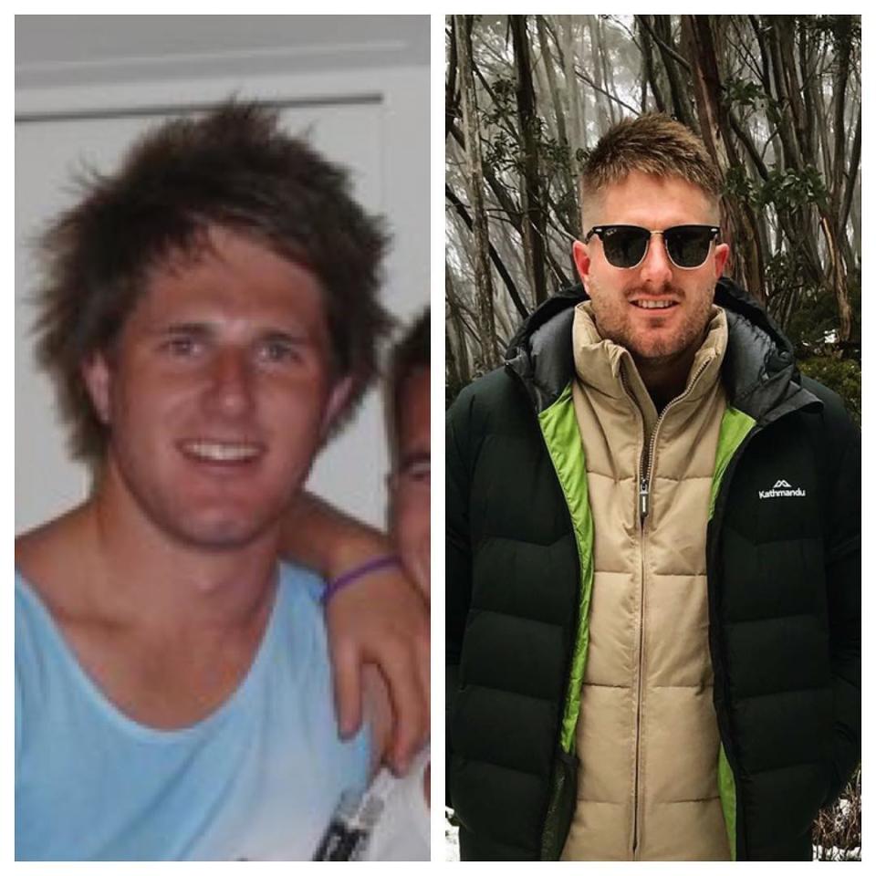 Bryce in 2009 (left), shortly after his stint on Home & Away, and 10 years later in 2019. Photo: Channel 7.