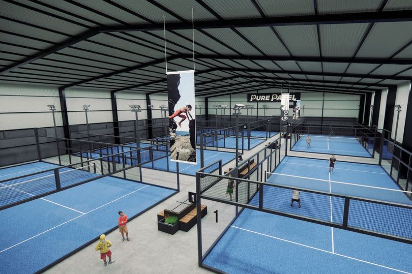 CGI of the scene inside Pure Padel Manchester, which will be based at 24 Dutton Street, Cheetham Hill, a 10 minute walk from the AO Arena
