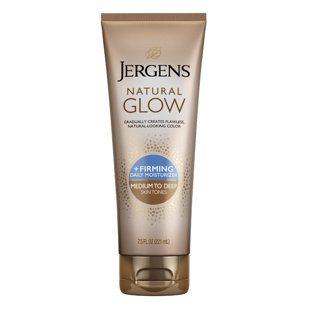 <p><a href="https://www.amazon.com/Jergens-Natural-FIRMING-Moisturizer-Medium/dp/B07DP5JQH2/?tag=syn-yahoo-20&ascsubtag=%5Bartid%7C10056.g.60550773%5Bsrc%7Cyahoo-us" rel="nofollow noopener" target="_blank" data-ylk="slk:Shop Now;elm:context_link;itc:0;sec:content-canvas" class="link rapid-noclick-resp">Shop Now</a></p><p>Natural Glow + Firming Daily Moisturizer</p><p>$10.47</p><span class="copyright">Amazon</span>