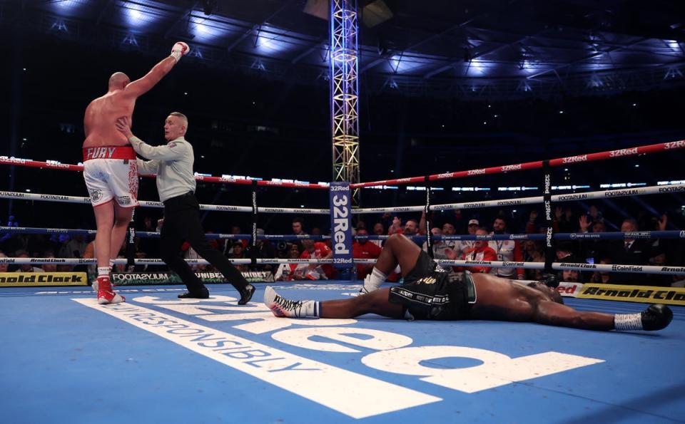 Whyte was put down by Fury in the sixth round before the fight was waved off (Getty Images)