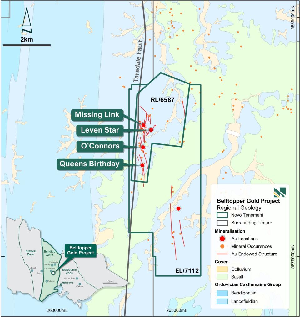 Geology and tenements of Belltopper.