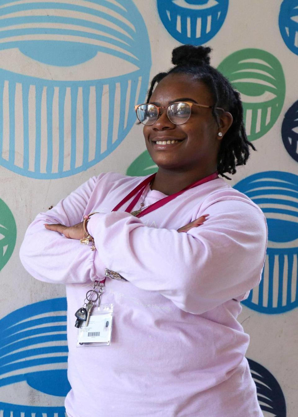 Destiny Williams, who is studying to get her GED and is helping other women who have experienced domestic violence, is photographed at the Lotus House Women’s Shelter in Overtown, where she is rebuilding her life.