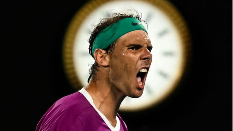 Nadal en el partido del domingo 30 de enero