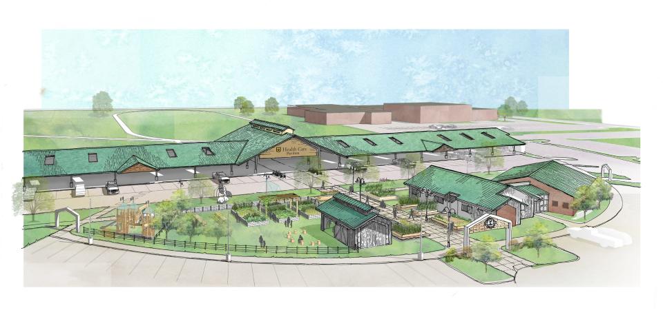 MU Health Care Pavilion, home of Columbia Farmers Market, has completed its expansion. This artist rendering also features other phased construction, including a welcome center from Columbia Center for Urban Agriculture.