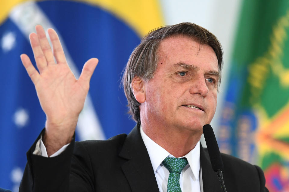 Brazilian President Jair Bolsonaro delivers a speech during a ceremony on the International Day Against Corruption at Planalto Palace in Brasilia, on December 9, 2021. (Photo by EVARISTO SA / AFP) (Photo by EVARISTO SA/AFP via Getty Images)