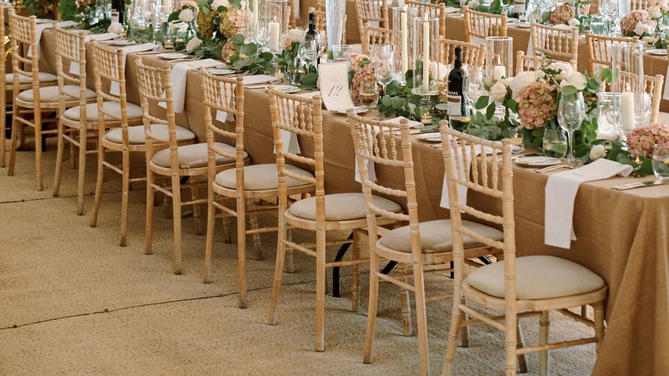 a large room with tables and chairs