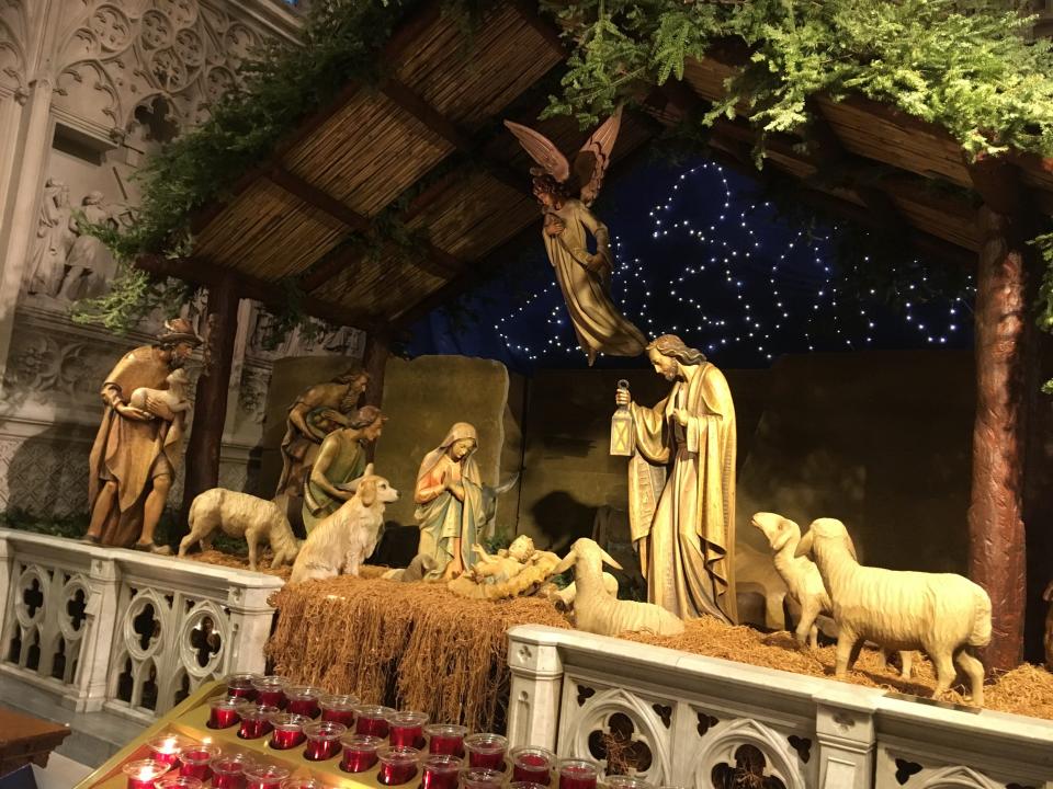 The creche at St. Patrick's Cathedral in mid-town Manhattan allows for quiet contemplation of the holiday season.