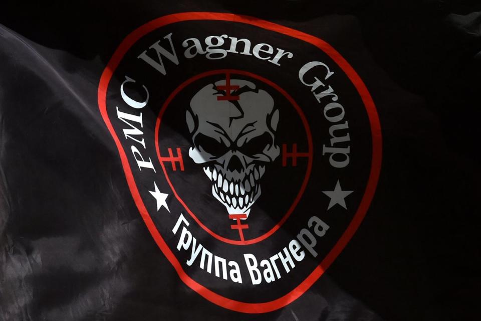 A flag bearing the logo of the Wagner mercenary group (AFP via Getty Images)