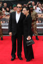 Jean-Claude Van Damme and Gladys Portugues attend the London premiere "The Expendables 2" on August 13, 2012.