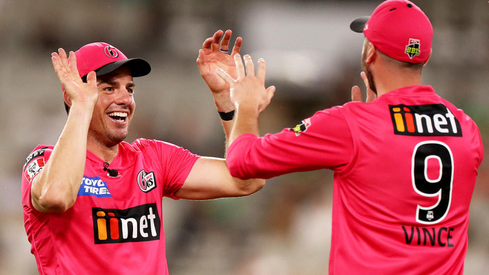 Pictured here, the Sydney Sixers became the first team to qualify for the Big Bash grand final.