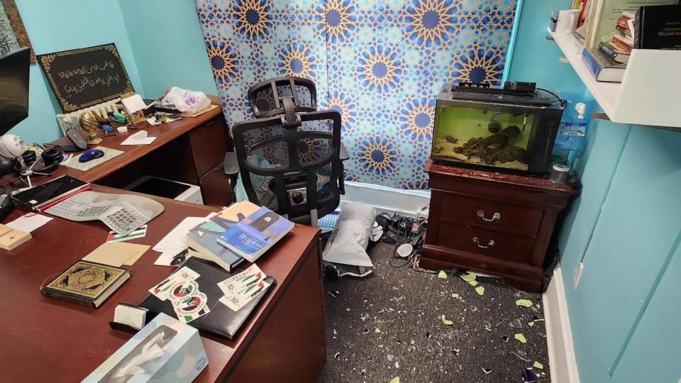 PHOTO: Broken vases, religious art and artifacts are seen in an office inside the Center for Islamic Life at Rutgers University following a break-in. (Center for Islamic Life at Rutgers University (CILRU))