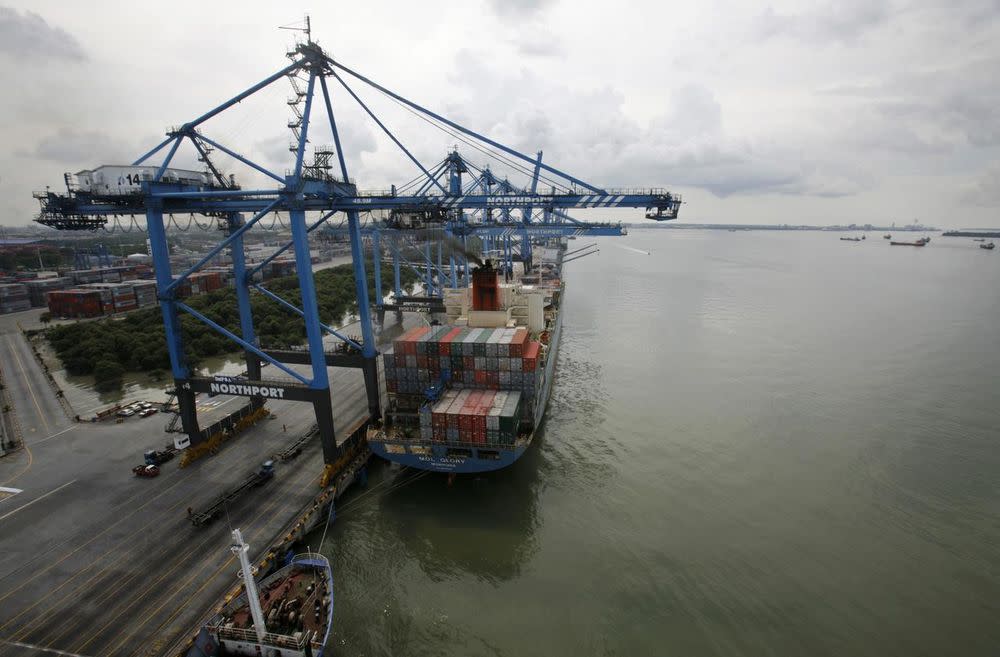 File picture shows a container ship being anchored at North Port in Port Klang outside Kuala Lumpur January 8, 2009. — Reuters pic