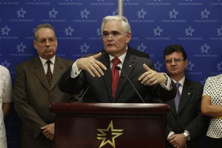 Panama Canal administrator Jorge Quijano speaks during a news conference at the Panama Canal administration building in Panama City February 5, 2014. REUTERS/Carlos Jasso