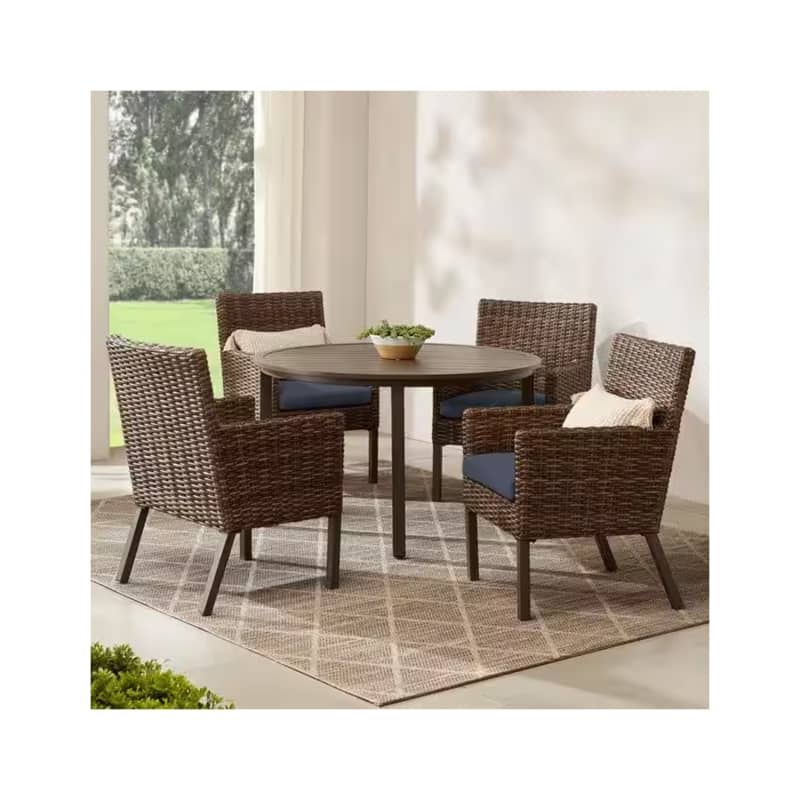 Hampton Bay Fernlake 5-Piece Brown Wicker Outdoor Patio Dining Set