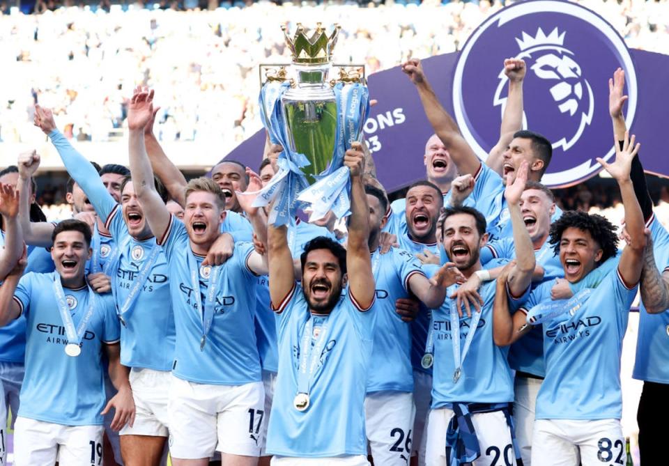 Man City secured a third title in a row last season  (Getty Images)