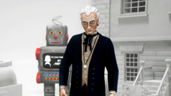 An animated version of the First Doctor from the reconstructed Doctor Who episode The Celestial Toymaker