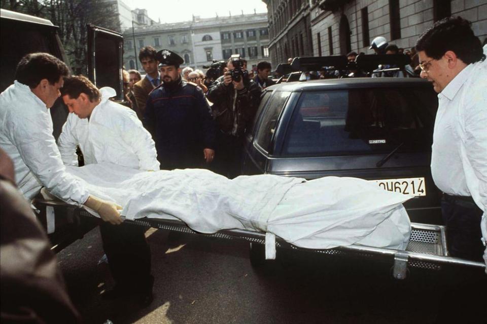 The scene of Maurizio Gucci's hit man murder in March 1995 in Milan