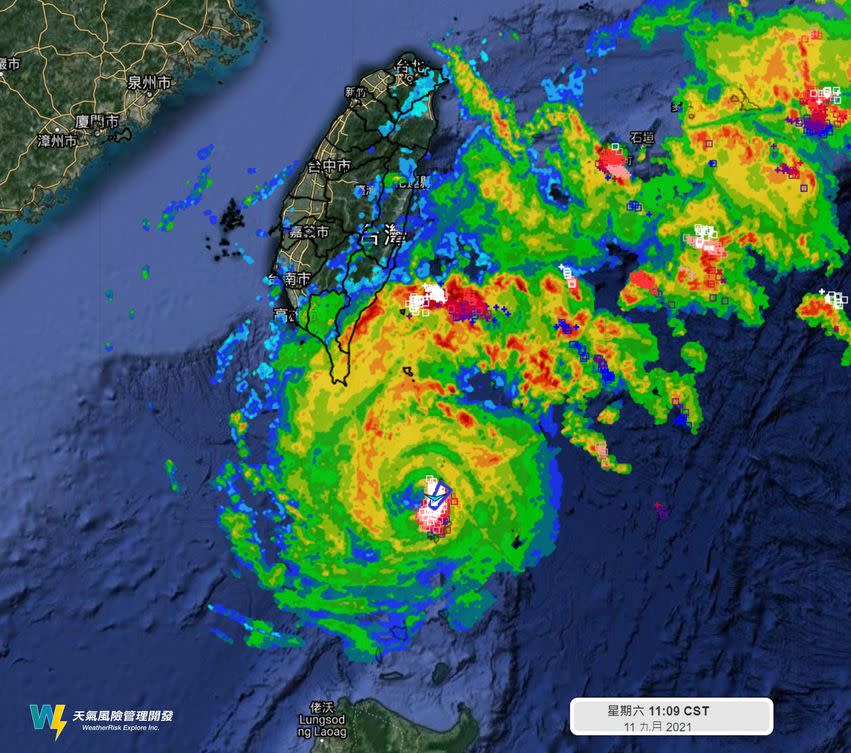 燦樹颱風對台逐漸明顯，公路總局表示蘇花路廊今晚7時將無預警封路。   圖：取自中央氣象局