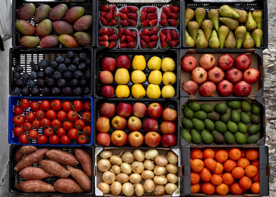 Market stall in Frigiliana, Andalusia. South of Spain. Image taken outdoors, daylight, no people in the image.