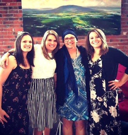 From left, Meghan Bates, Danielle Kogut, Nancy Hemingway and Niki Wix stand together during Hemingway's cancer treatment in 2018. The three younger women are Hemingway's daughters.