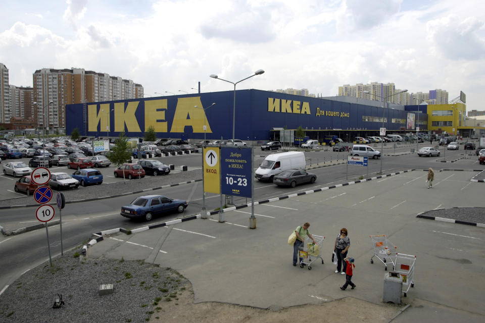 FILE - An exterior view an IKEA store in Moscow, Russia, May 29, 2009. The furniture retailer closed its store in the capital, along with other Western retailers, after Russia sent troops into Ukraine in 2022. (AP Photo/Mikhail Metzel, File)