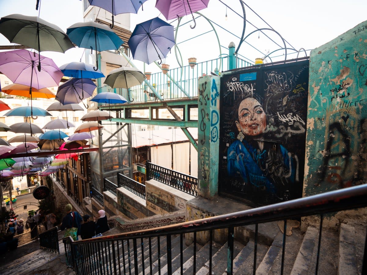 The Al-Kalha Stairs are surrounded by murals and street art (Jack Lawes)