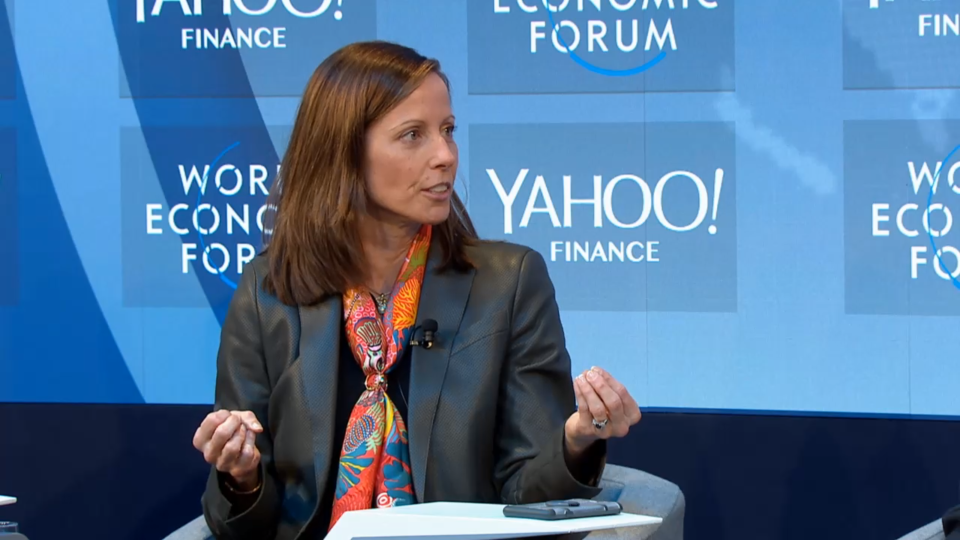 Nasdaq CEO Adena Friedman at a Yahoo Finance event on automated markets at Davos 2019. Photo: World Economic Forum.