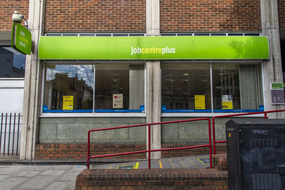 LONDON, UNITED KINGDOM - 2020/08/06: A general view of the St Marylebone Jobcentre Plus office. The Bank of England today warned that parts of the economy might never recover from coronavirus - with unemployment set to rise by a million within months as GDP plunges 9.5% - with the slump set to be the worst in a Century. (Photo by Dave Rushen/SOPA Images/LightRocket via Getty Images)