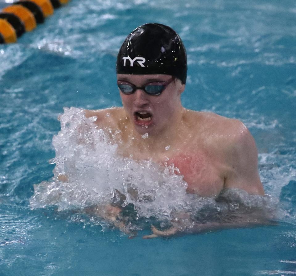 Horace Greeley's Erik Nadecki won the 200-yard IM at the Section 1 Swimming Championships at Felix Festa Feb. 14, 2024.