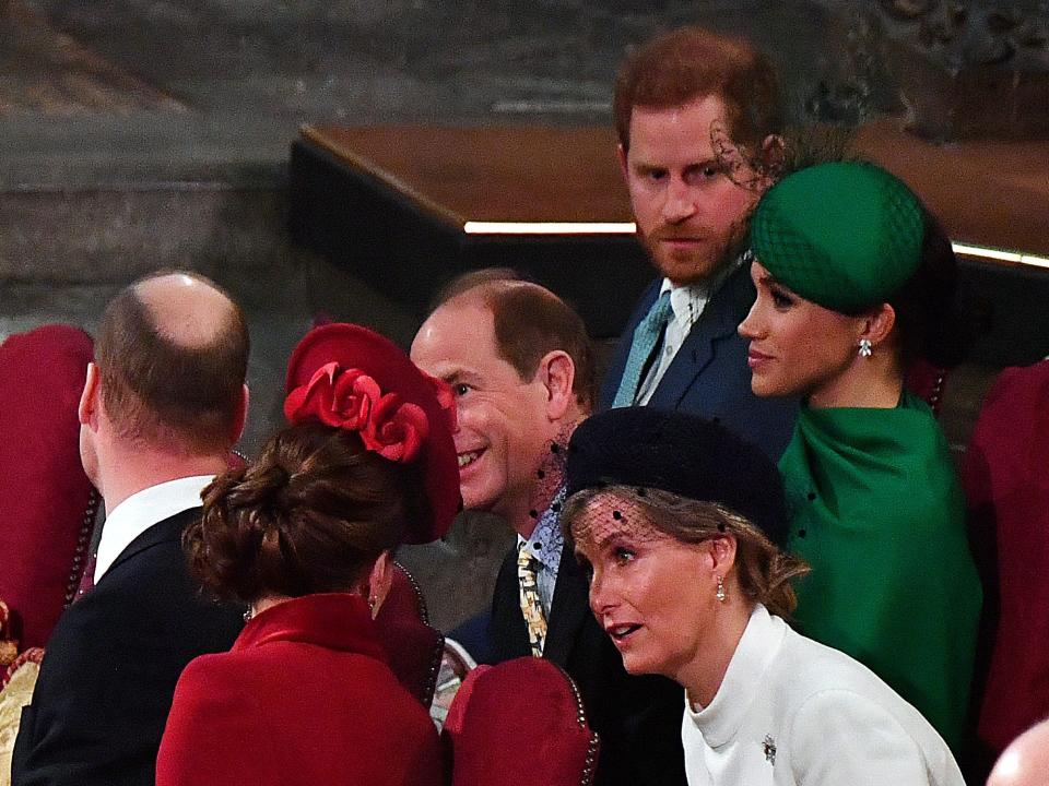 Prince William, Duke of Cambridge, Catherine, Duchess of Cambridge, Prince Harry, Duke of Sussex, Meghan, Duchess of Sussex, Prince Edward, Earl of Wessex and Sophie, Countess of Wessex attend the Commonwealth Day Service 2020 on March 9, 2020 in London, England.