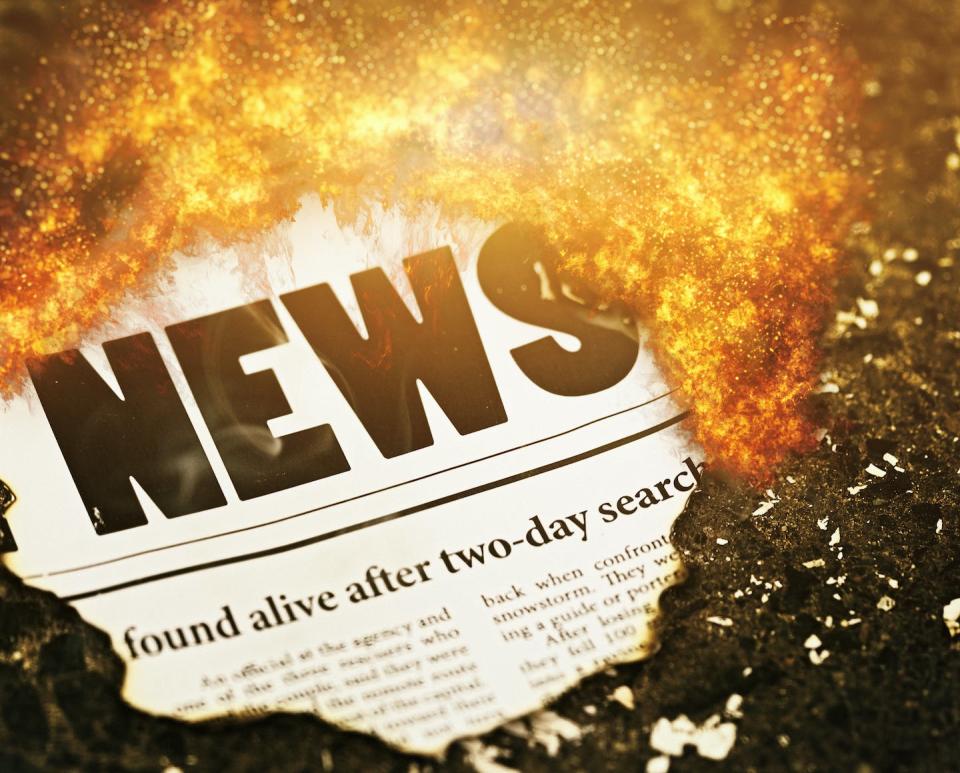 With the news business in serious decline, citizens don’t get the information they need to be informed voters. <a href="https://www.gettyimages.com/detail/photo/burning-headlines-as-newspaper-catches-fire-royalty-free-image/1396098618?phrase=journalism%20decline&adppopup=true" rel="nofollow noopener" target="_blank" data-ylk="slk:iStock / Getty Images Plus;elm:context_link;itc:0;sec:content-canvas" class="link ">iStock / Getty Images Plus</a>