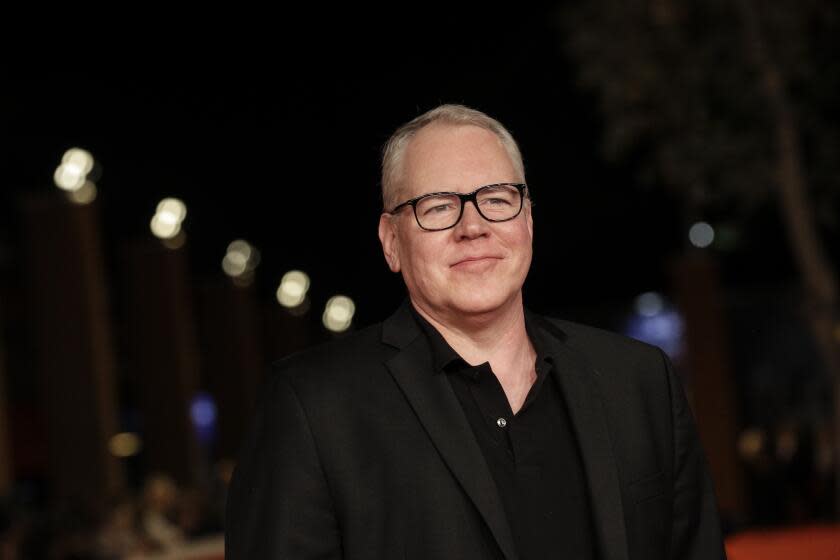 Bret Easton-Ellis poses on the red carpet, at the Rome Film Fest, in Rome, Thursday, Oct. 17, 2019. (AP Photo/Andrew Medichini)