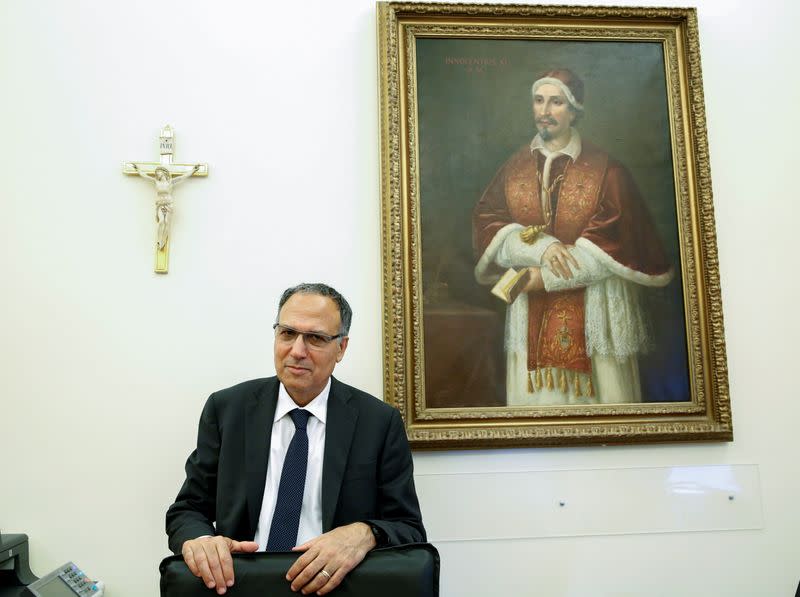 President of the Vatican's Financial Information Authority (AIF) Carmelo Barbagallo poses after an interview