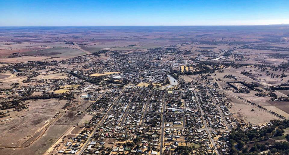 NSW drought aerial photo of Forbes in August, 2018. Source: Farmer From Down Under Photography/ Facebook