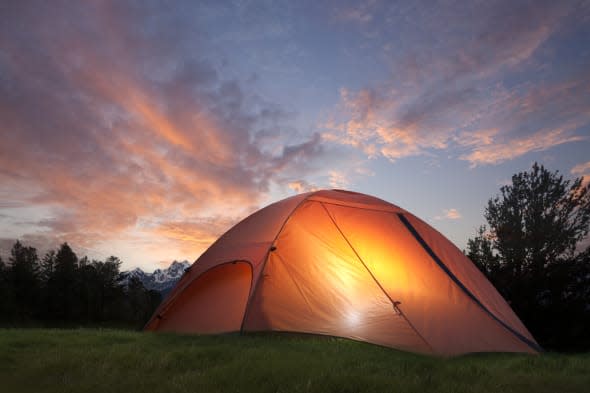 campsite with illuminated...