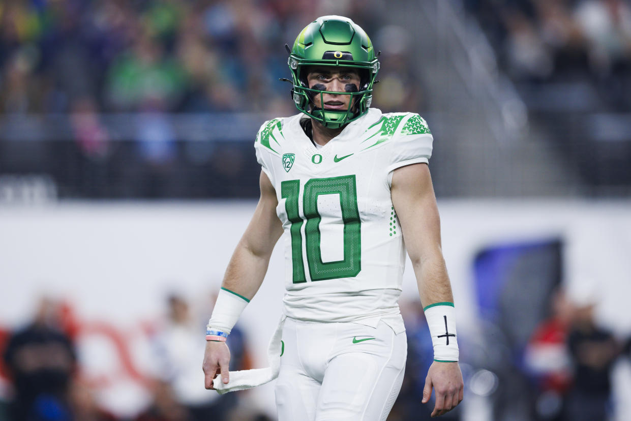 Bo Nix had a productive college career at Auburn and Oregon. (Photo by Ric Tapia/Getty Images)