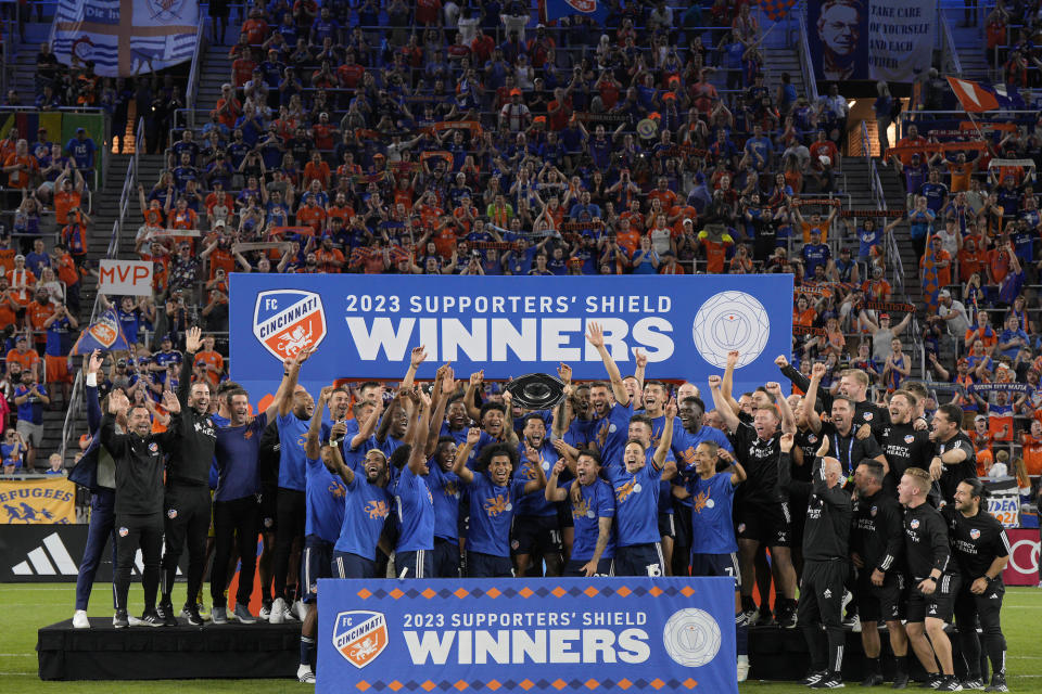 Supporters' Shield-winnaar FC Cincinnati zal zondag hun eerste play-offwedstrijd organiseren.  (Jeff Dean/Getty Images)