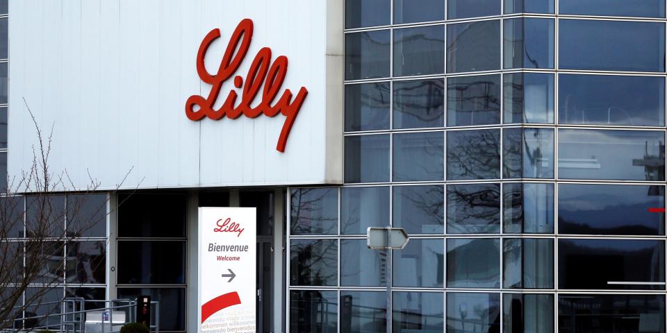 FILE PHOTO: The logo of Lilly on a wall of Lilly France, part of  Eli Lilly and Co, in Fegersheim near Strasbourg, France, February 1, 2018. REUTERS/Vincent Kessler