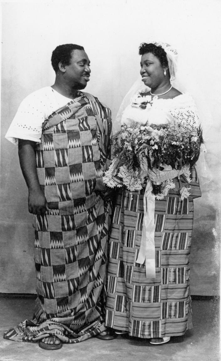 Wedding couple in kente cloth
