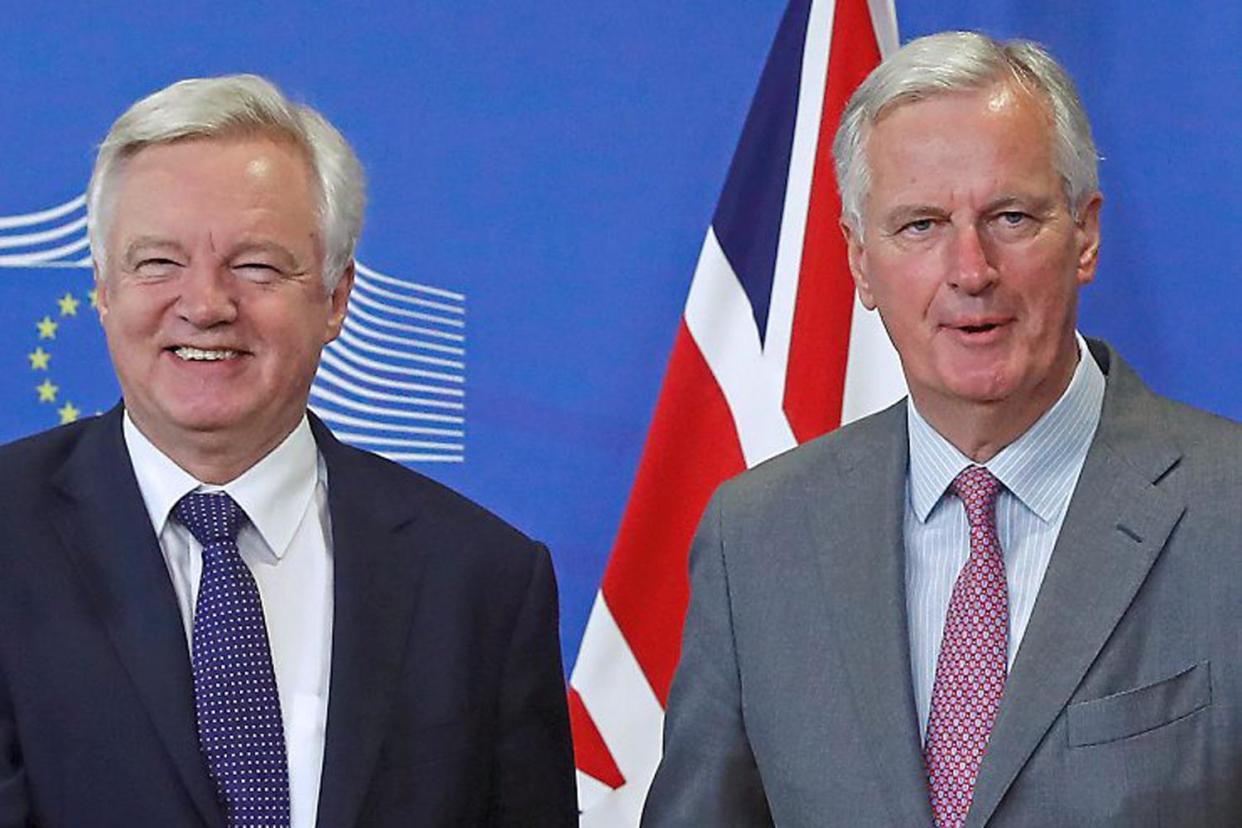 In for the long haul: Brexit Secretary David Davis and EU negotiator Michel Barnier have much work to do in the Brexit talks: Reuters