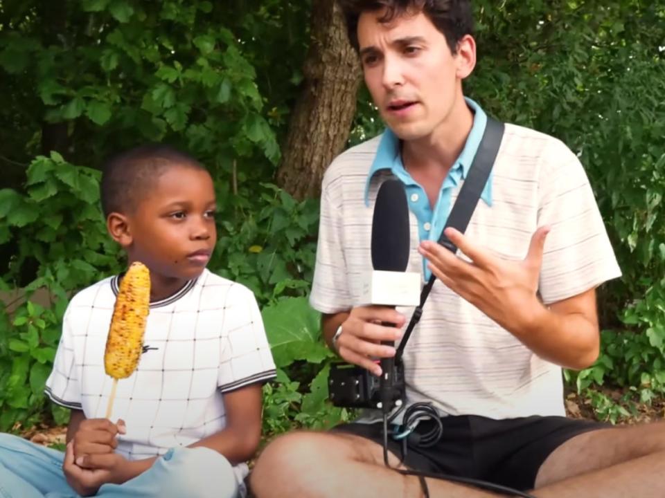 A picture of Tariq, and a picture of Shapiro-Barnum sitting with Tariq.