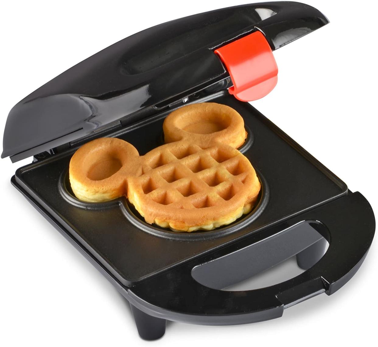 Mickey Mouse-shaped waffle maker.