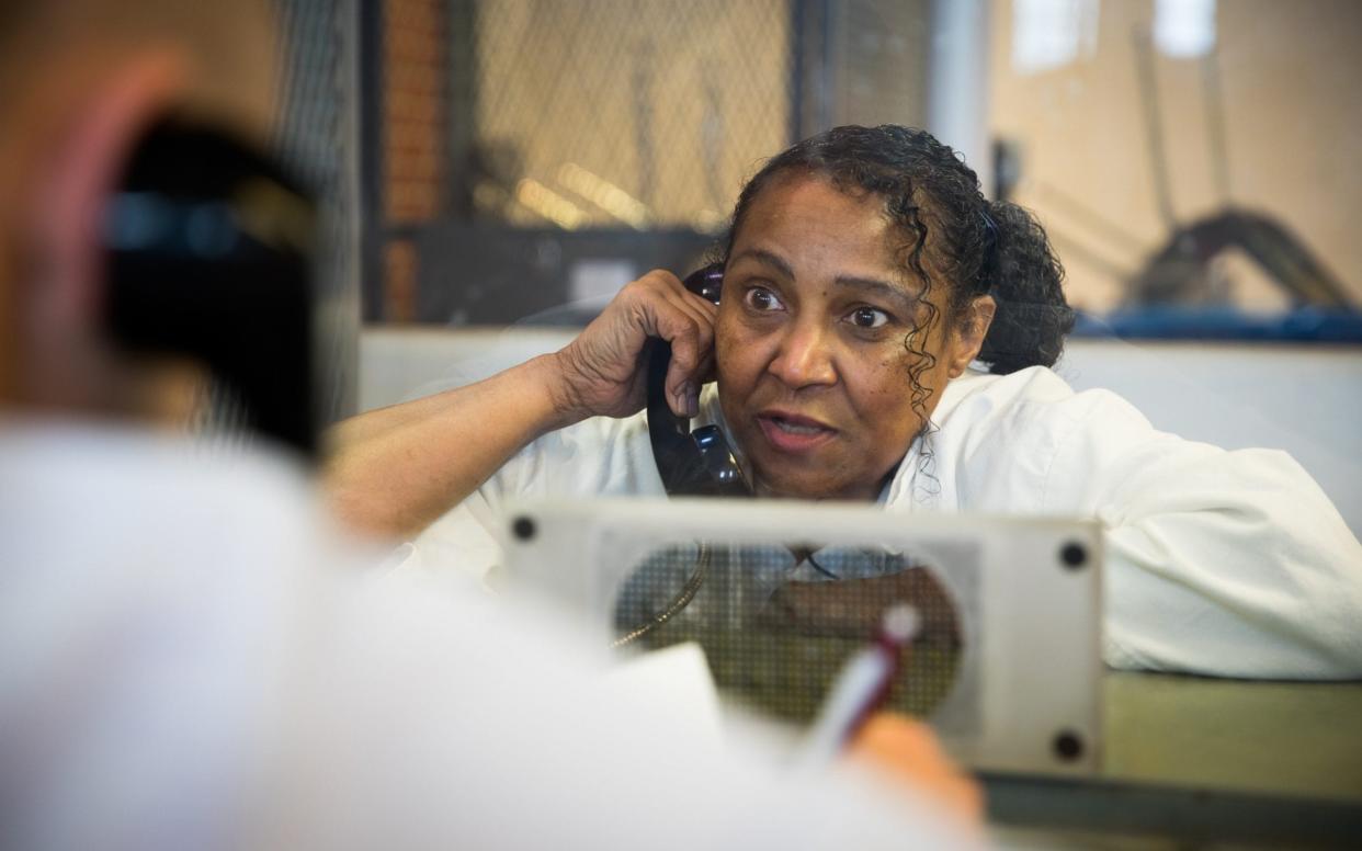 Linda Carty speaking to The Telegraph's Nick Allen on death row in Texas - James Breeden